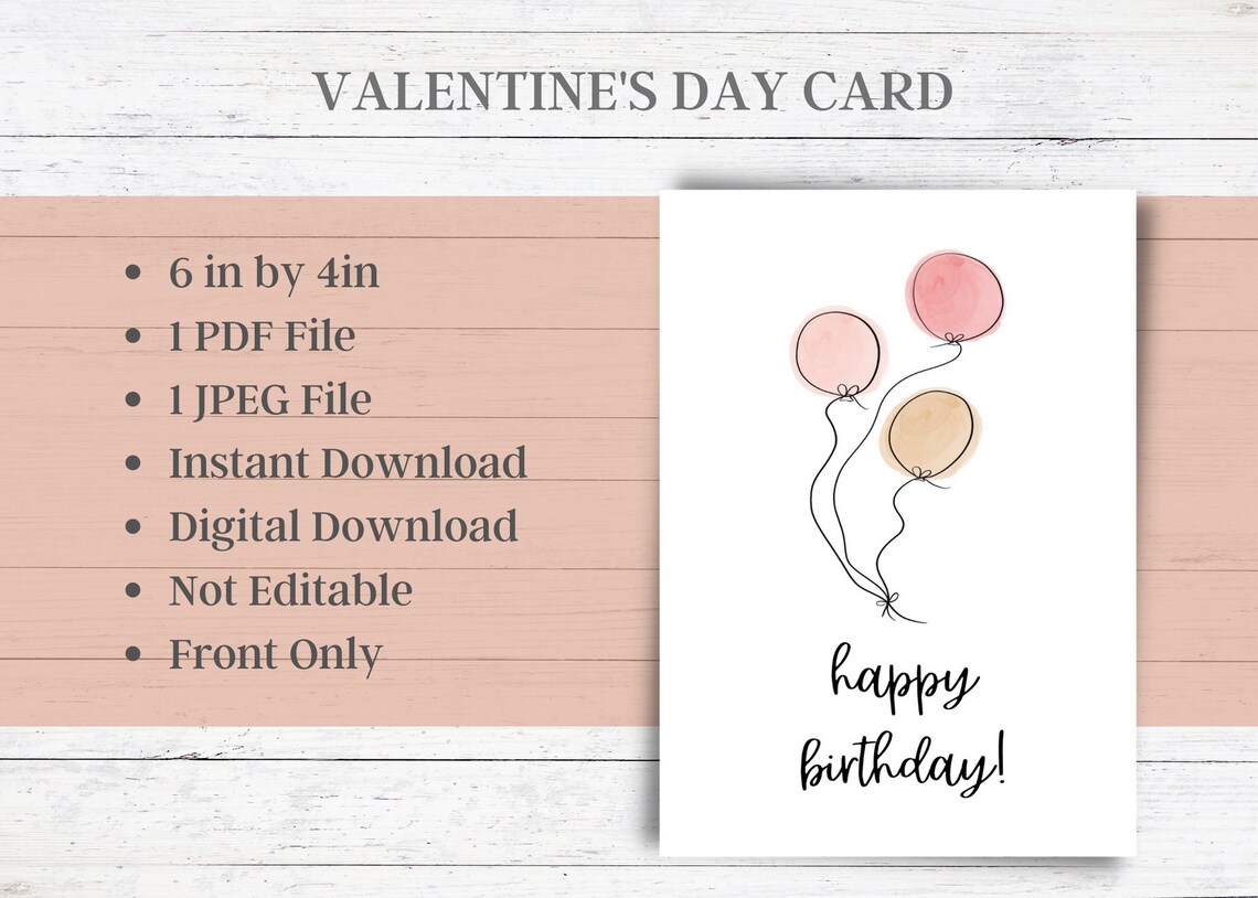 Happy Birthday Card Printable, Not Editable - Etsy
