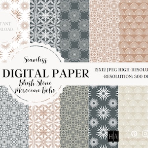 Papiers numériques, Boho Scrapbook Paper, Boho Backgrounds, Boho Patterns, Commercial Use, Cute Boho, Boho Digital Paper, Marocain
