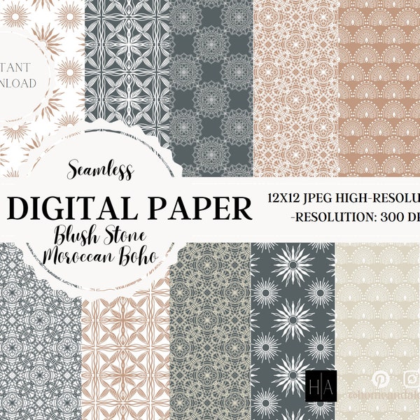 Digital Papers, Boho Scrapbook Paper, Boho Backgrounds, Boho Patterns, Commercial Use, Cute Boho, Boho Digital Paper, Moroccan