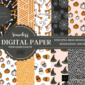 14 Fall Digital Papers, Fall Scrapbook Paper, Fall Backgrounds, Fall Patterns, Commercial Use Digital, Halloween Digital Paper, Halloween