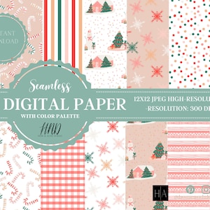 14 documenti digitali di Natale, Carta per album di Natale, Sfondi, Modelli natalizi, Uso commerciale digitale, Carta digitale per le vacanze,