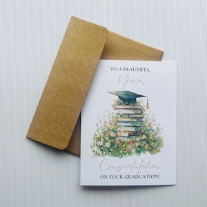 Niece Graduation Cards, Congratulations Cards, Graduation Greetings Cards, Niece Congratulations Cards, Cards with Envelopes