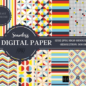 Retro Digital Papers, Retro Scrapbook Paper, Retro Backgrounds, Retro Patterns, Commercial Use, Boho Digital Paper, Groovy Digital Paper