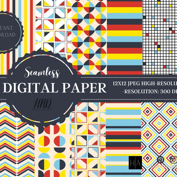 Retro Digital Papers, Retro Scrapbook Paper, Retro Backgrounds, Retro Patterns, Commercial Use, Boho Digital Paper, Groovy Digital Paper