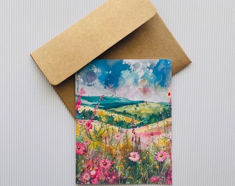 Wildflowers Field Note Cards, Wildflowers Note Cards, Note Cards with Envelopes, Blank Cards, Stationery Cards Set, Floral Note Cards