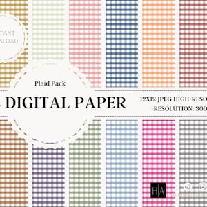 Gingham Digital Papers, Gingham Scrapbook Paper, Gingham Backgrounds, Gingham Patterns, Commercial Use, Buffalo Plaid Digital Paper
