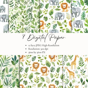 Safari Digital Paper, Safari Nursery Digital Paper, Digital Paper, Zoo Digital Paper, Instant Download, Commercial Use