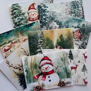 Christmas Card Pack, Handmade Christmas Cards, Seasonal Cards, Festive Card Pack, Merry Christmas, X-Mas Card Set, Christmas Note Cards