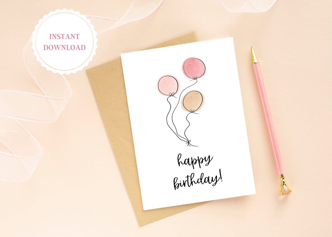 Happy Birthday Card Printable, Not Editable - Etsy