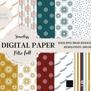 14 Boho Digital Papers, Boho Scrapbook Paper, Boho Backgrounds, Boho Patterns, Commercial Use Digital, Cute Boho, Boho Fall, Retro Paper