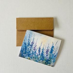 Wildflowers Field Note Cards, Wildflowers Note Cards, Note Cards with Envelopes, Blank Cards, Stationery Cards Set, Blue Note Cards