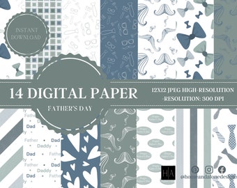 14 Digital Papers, Father's Day Scrapbook Paper, Father's Day Backgrounds, Father Digital Paper, Commercial Use, Dad Digital Paper