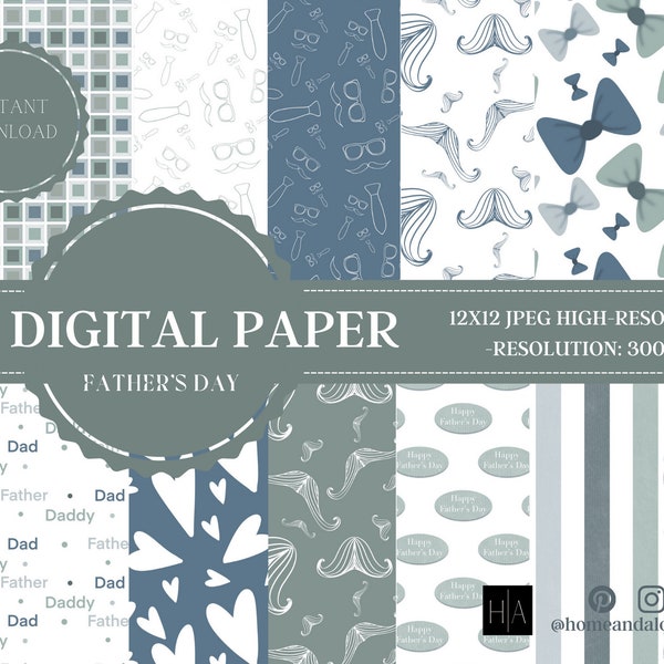 14 Digital Papers, Father's Day Scrapbook Paper, Father's Day Backgrounds, Father Digital Paper, Commercial Use, Dad Digital Paper