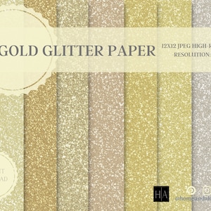14 Gold Glitter Digital Papers, Gold Glitter Scrapbook Paper, Glitter Backgrounds, Glitter Digital Paper, Commercial Use Digital, Glitter