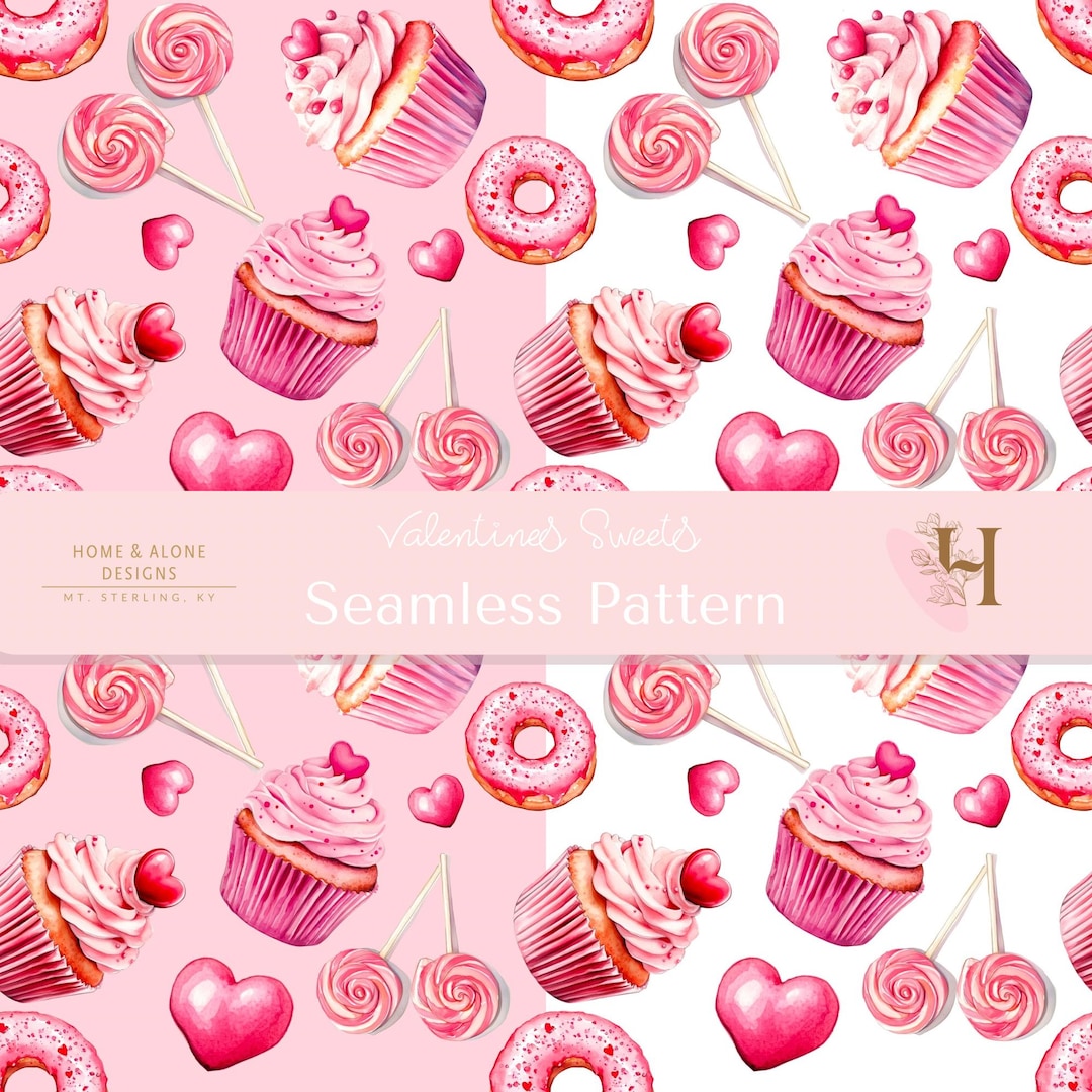 Valentines Sweet Digital Pattern, Digital Paper, Sweets Digital Paper ...