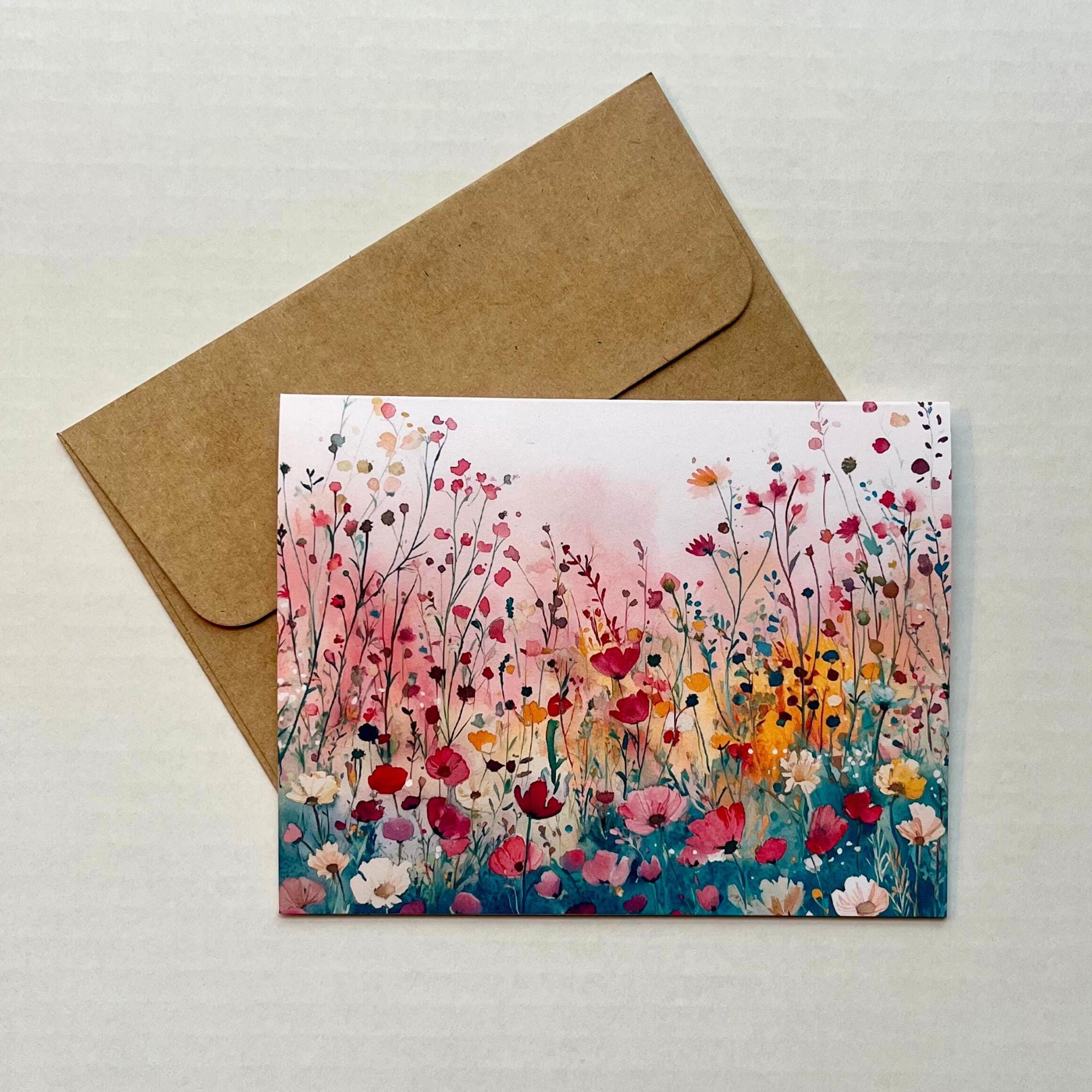 Wildflowers Note Card, Floral Valentines Day Cards, Valentines Gift, Valentines Day, Card for her, Card for him, Note Cards, Blank Cards