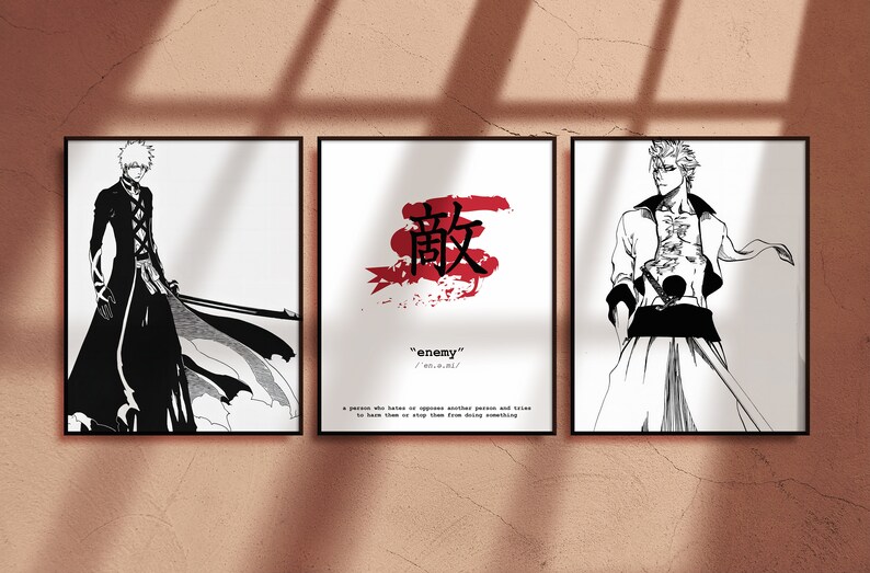 Bleach Poster Ichigo Kurosaki Poster Grimmjow Poster Set of 3 Poster