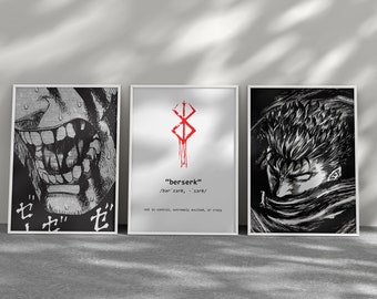 Game Berserk Poster Manga Black and White Anime Figure Canvas