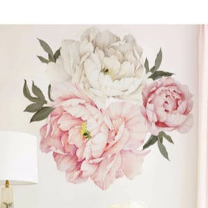 Peony Flower Wall Stickers Decal Floral design Girls Bedroom Decor Wall Stickers Pink White Flower party decoration wedding graduation
