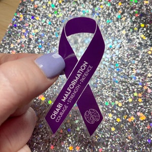 Chiari Malformation Clear Sticker - Courage . Strength . Patience