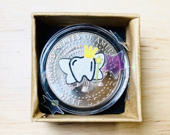 Tooth Fairy Coin - JFK Half Dollar Coin - Personalized Note from Tooth Fairy Included (Printed / Not sticker)