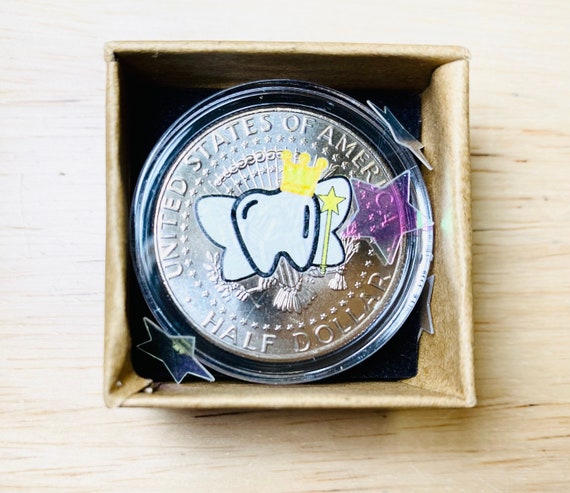 Tooth Fairy Coin - JFK Half Dollar Coin - Personalized Note from Tooth Fairy Included (Printed / Not sticker)