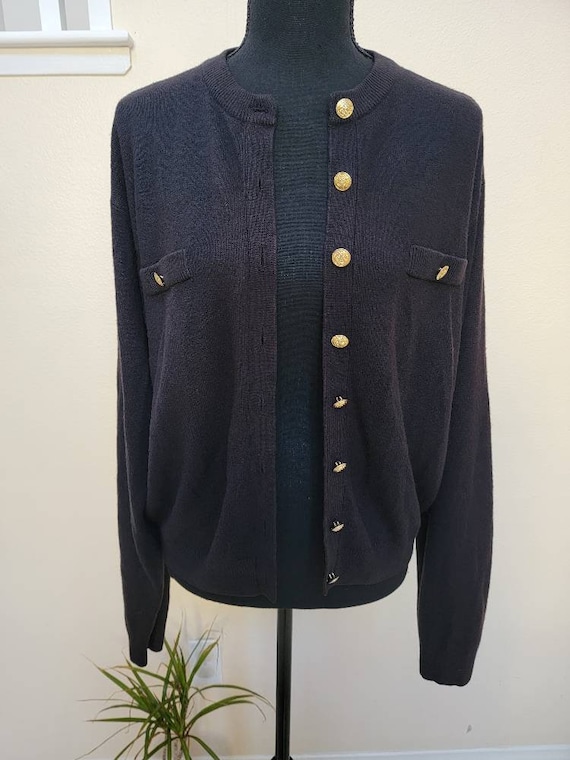 Vintage Black Cardigan With Gold Buttons Size Small Med Dark Academia Wednesday Aesthetic Etsy Canada