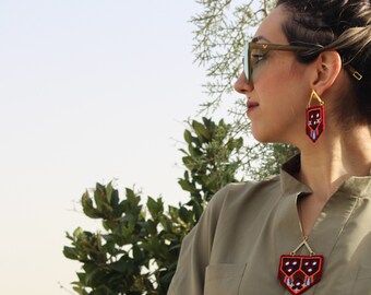 Embroidered Persian Jewelry Set: Necklace & Earrings