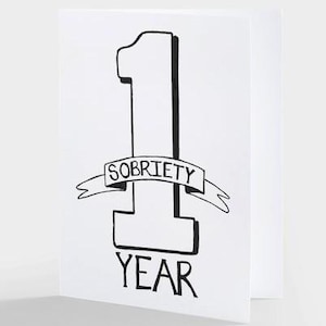1 Year Sober Anniversary Card, Soberversary, Alcoholics Anonymous