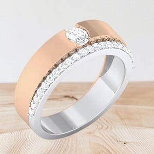14K 18K Solid Gold Natural Diamond Band Ring | Dainty Real Diamond Ring for Women or Girls | Stackable Gold Ring | Minimalist Fine Jewelry