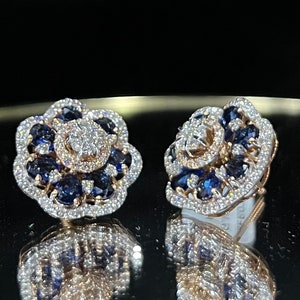 14k Rose Gold Diamond Stud Earrings: 2.0 ct Brilliant Cut
