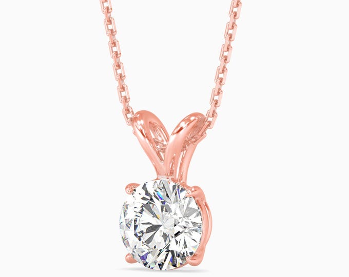 Featured listing image: Lab Grown Diamond Solitaire 14k Gold Pendant: DE-VVS Brilliant Cut