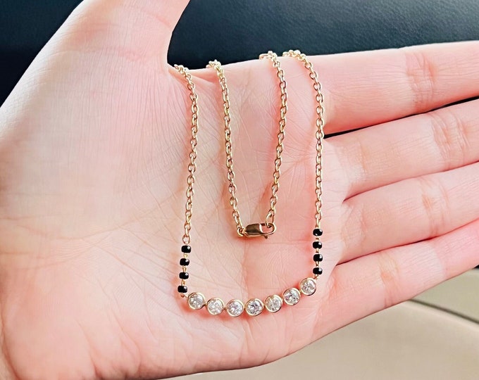 Featured listing image: Real Natural Diamond Beaded Mangalsutra in 14k & 18k Solid Gold – Classic Design