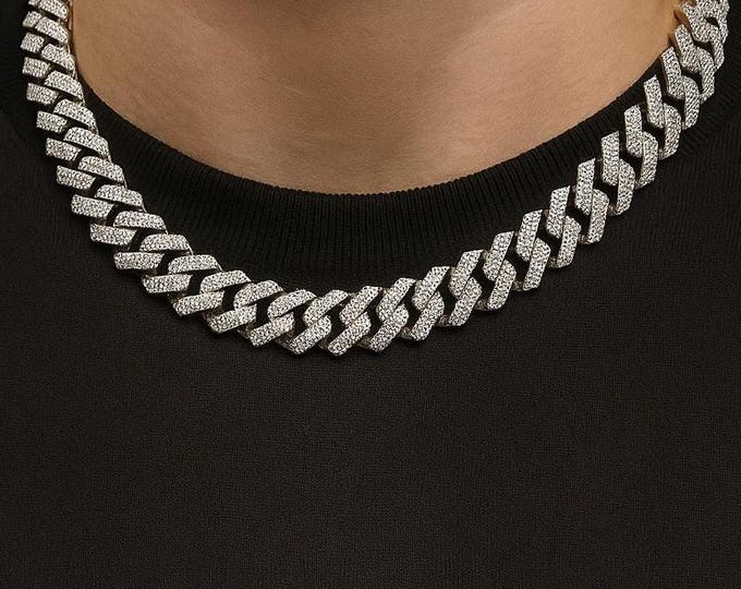 Featured listing image: 14k Solid Gold Cuban Link Chain: 18CT Diamond Clasp, IGI Certified