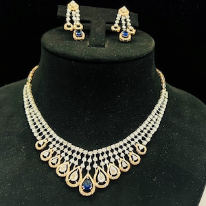 Bridal Diamond Necklace/ Round-cut Diamond Necklace/ Wedding Diamond Necklace For Bride/ 14K Rose Gold Diamond Necklace