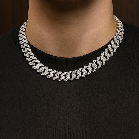 14k Solid Gold Cuban Link Chain: 18CT Diamond Clasp, IGI Certified