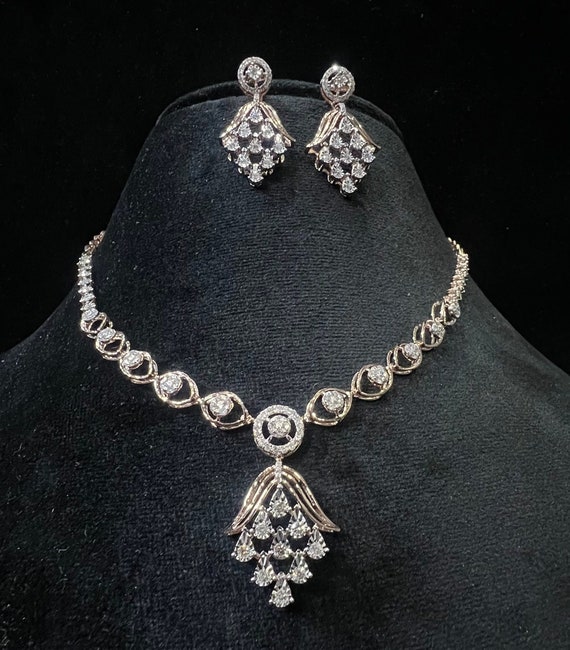 アクセサリー Necklace set and earrings k18 diamond 14K/18K Gold Natural Diamond Necklace & Earring Set – Dainty