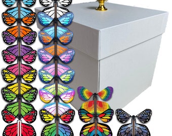 White Exploding Butterfly Box With Monarch Flying Butterflies