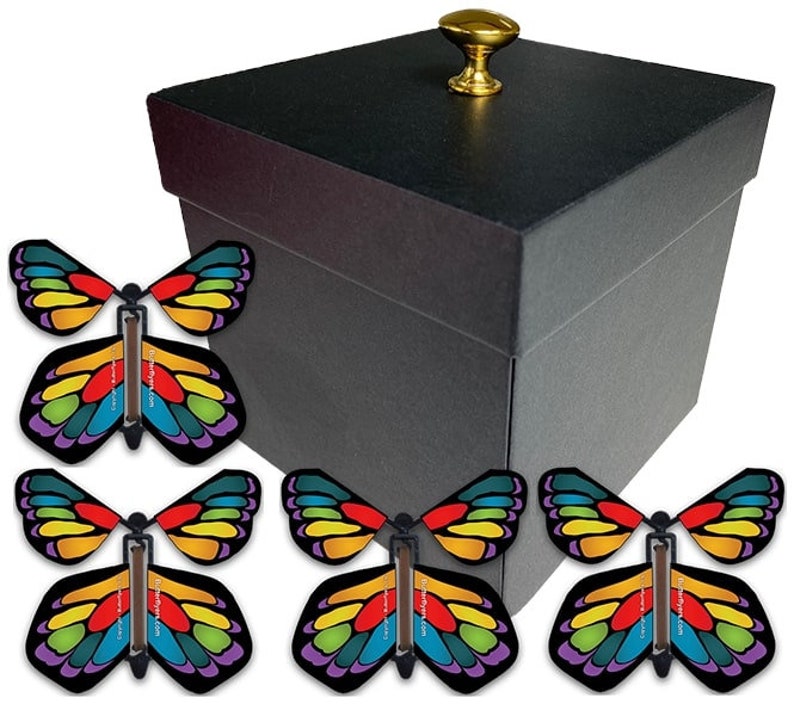 Black Exploding Butterfly Box With Monarch Flying Butterflies - Etsy