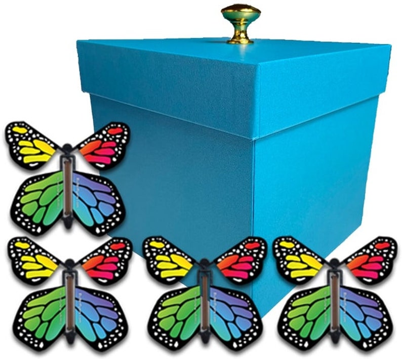 Blue Exploding Butterfly Box With Monarch Flying Butterflies - Etsy