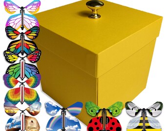 Yellow Easter Exploding Butterfly Gift Box With Flying Butterflies