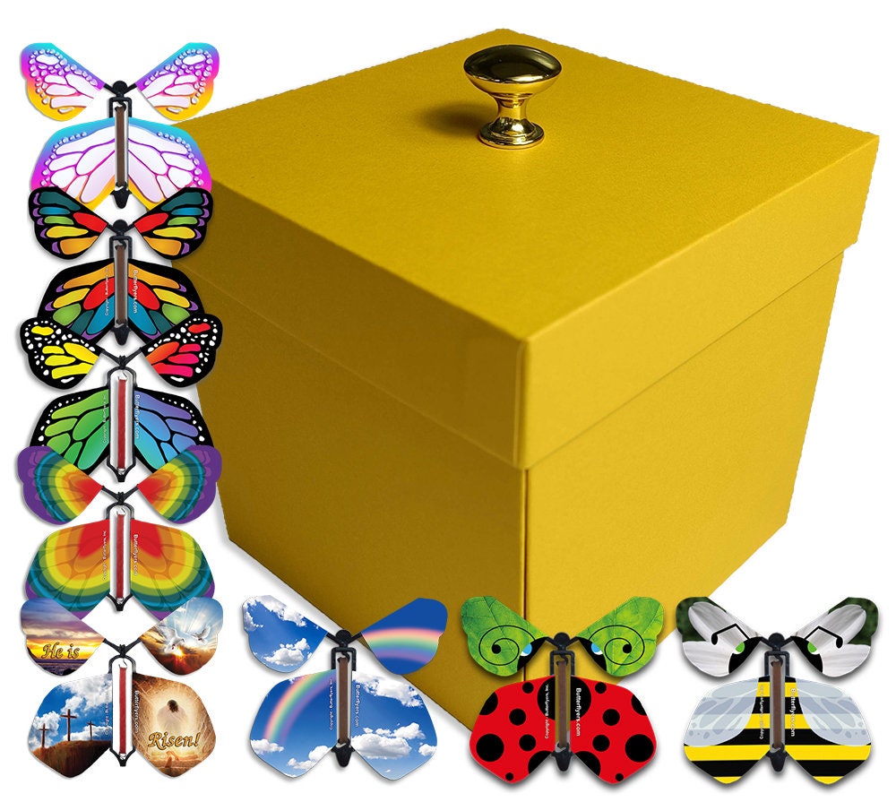 Yellow Easter Exploding Butterfly Gift Box With Flying Butterflies -   Norway