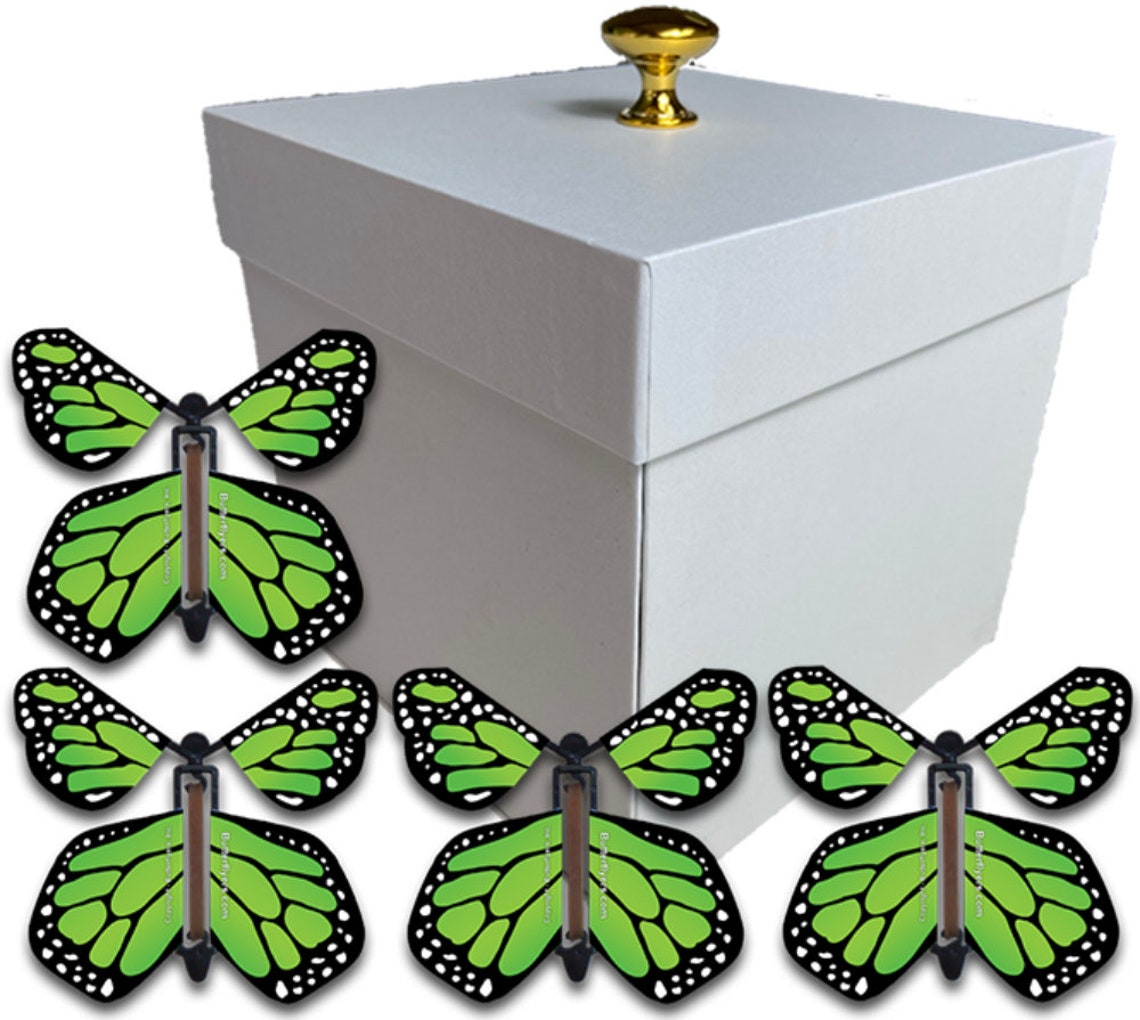 White Exploding Butterfly Box With Monarch Flying Butterflies - Etsy