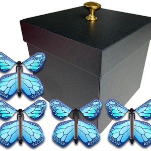 Black Exploding Butterfly Box With Gender Reveal Flying Butterflies - Etsy