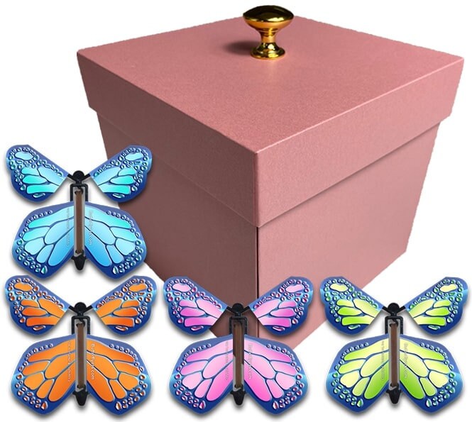 Pink Exploding Butterfly Box With Monarch Flying Butterflies - Etsy