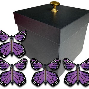 Black Exploding Butterfly Box With Monarch Flying Butterflies - Etsy
