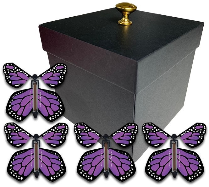 Black Exploding Butterfly Box With Monarch Flying Butterflies - Etsy