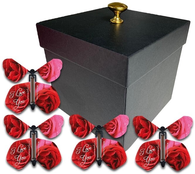 BLACK Valentines Day Exploding Butterfly Box With Flying Butterflies - Etsy