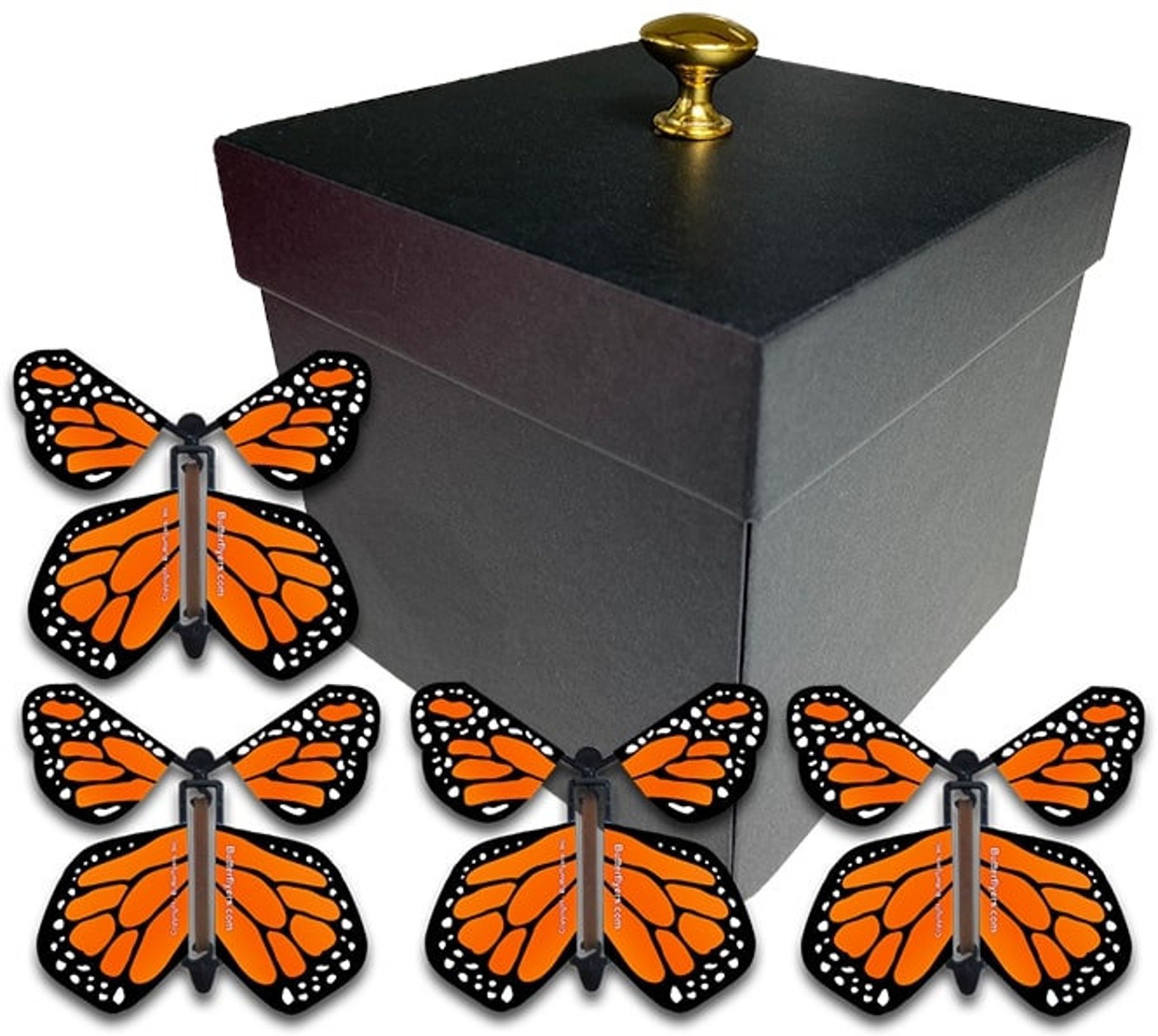 Black Exploding Butterfly Box With Monarch Flying Butterflies - Etsy