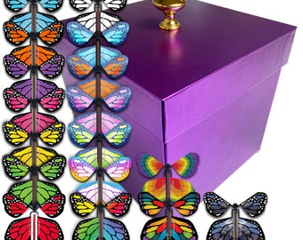 Purple Exploding Butterfly Box With Monarch Flying Butterflies